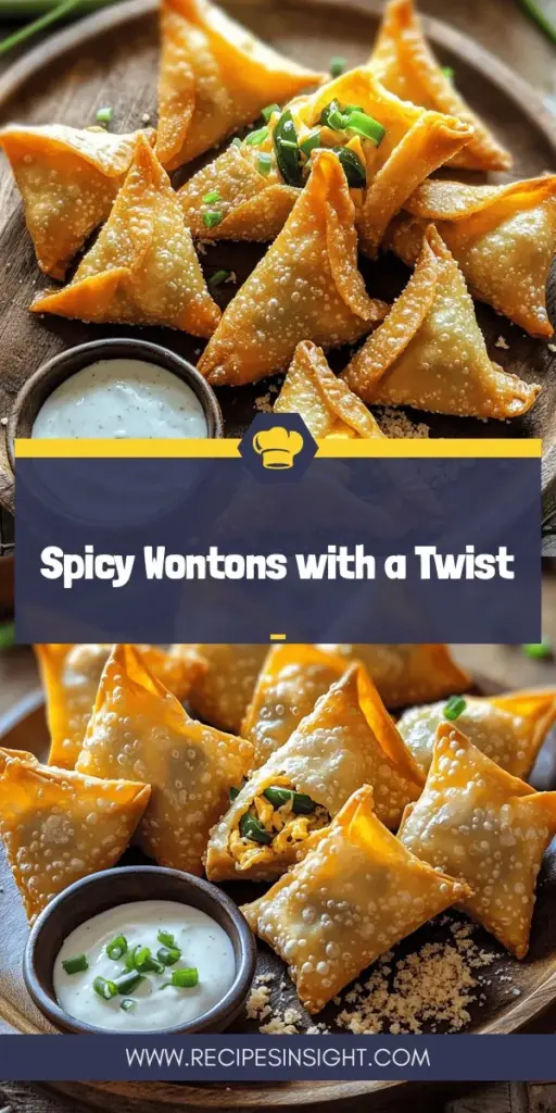 Satisfy your craving for a spicy snack with this easy Jalapeno Popper Wontons recipe! These delightful treats combine creamy cheese and jalapeños wrapped in a crispy wonton shell, perfect for game day or gatherings. Impress your friends with this fun twist on a classic appetizer. Ready to make your own? Click through to explore the full recipe and tips for customizing these delicious wontons!