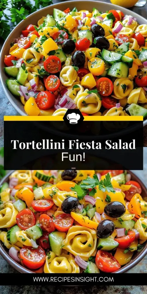 Looking for a versatile and delicious dish? Discover the vibrant Tortellini Fiesta Pasta Salad, perfect for any occasion! This easy recipe combines cheesy tortellini with colorful veggies, savory olives, and a zesty dressing for a flavorful experience. Ideal for summer barbecues, potlucks, or family gatherings, it's a crowd-pleaser that's quick to prepare. Click through to explore the full recipe and impress your friends and family with this delightful salad!