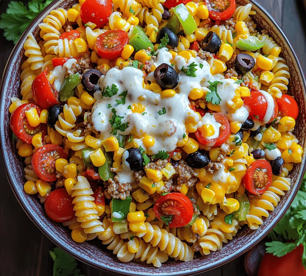 If you’re looking for a fun, hearty dish that combines the best of both worlds, then the Taco Pasta Salad is just what you need. This delightful fusion dish takes the beloved flavors of traditional tacos and marries them with the comforting texture of a classic pasta salad. It’s an easy-to-make recipe that’s perfect for a wide range of occasions, whether it be a lively potluck, a casual family gathering, or a quick weeknight dinner that both kids and adults will love.