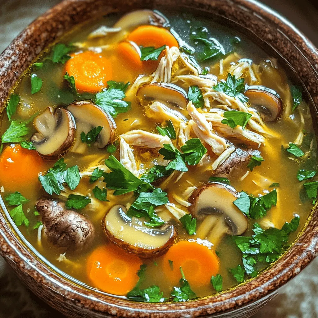 For a great rotisserie chicken soup recipe, you need simple ingredients. You will want to start with a rotisserie chicken. Shredding the chicken saves time and adds flavor. Next, grab some mushrooms. They add a rich taste to the soup. I like to use cremini or button mushrooms.