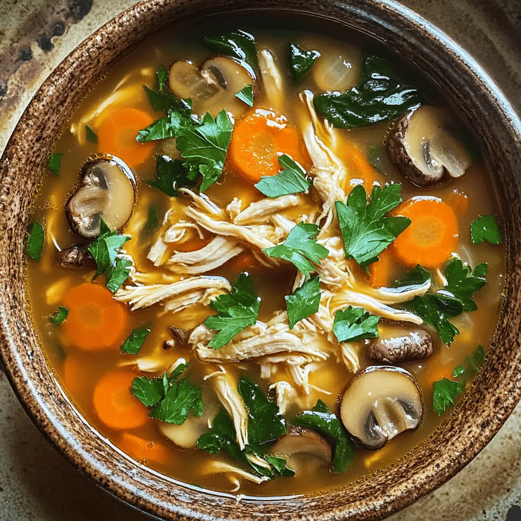 For a great rotisserie chicken soup recipe, you need simple ingredients. You will want to start with a rotisserie chicken. Shredding the chicken saves time and adds flavor. Next, grab some mushrooms. They add a rich taste to the soup. I like to use cremini or button mushrooms.