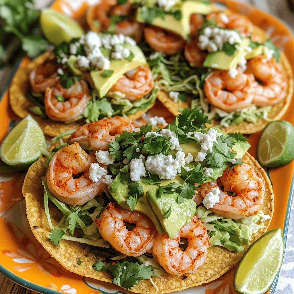 To make spicy shrimp tostadas, fresh ingredients are key. Start with large shrimp, about one pound. I always choose shrimp that is peeled and deveined for ease. This saves time and makes cooking simpler.