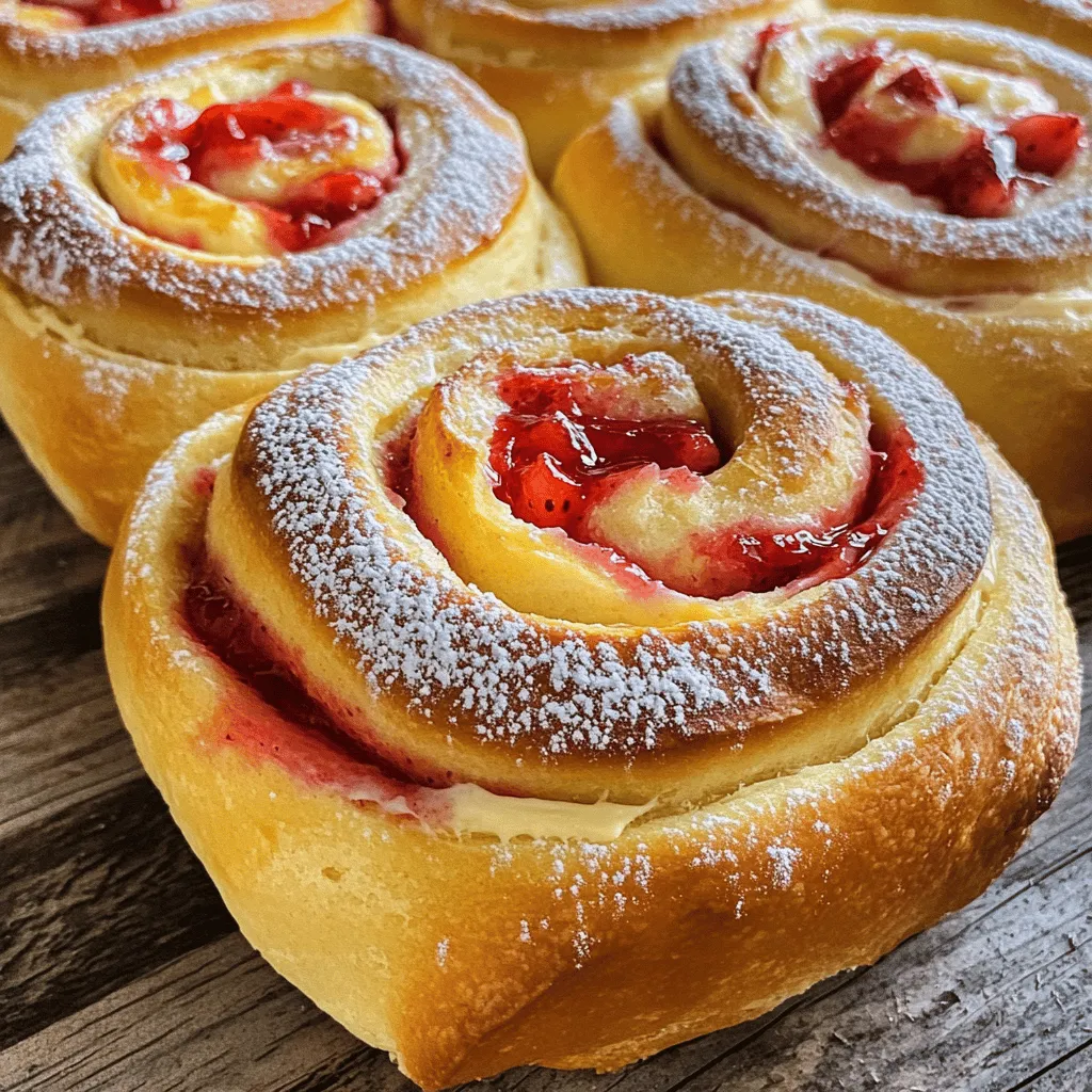 To make strawberry cheesecake sweet rolls, you need simple yet tasty ingredients. Here’s what you will need for your easy strawberry cheesecake rolls recipe.