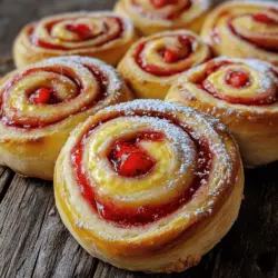 To make strawberry cheesecake sweet rolls, you need simple yet tasty ingredients. Here’s what you will need for your easy strawberry cheesecake rolls recipe.