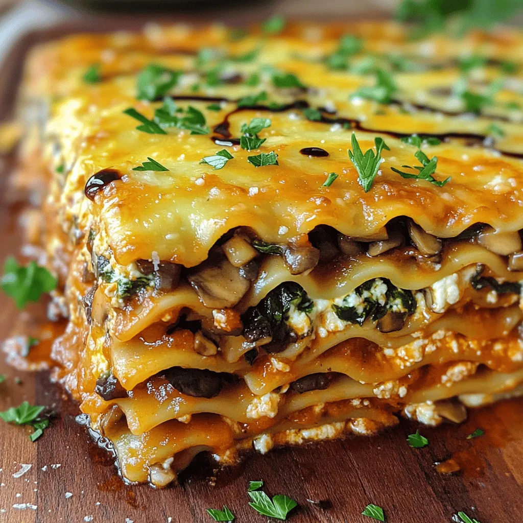 To make a great mushroom lasagna, you need key ingredients. The main ones are lasagna noodles, mushrooms, and ricotta cheese filling. Each part adds flavor and texture to the dish.