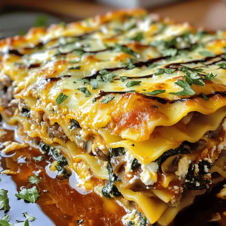 To make a great mushroom lasagna, you need key ingredients. The main ones are lasagna noodles, mushrooms, and ricotta cheese filling. Each part adds flavor and texture to the dish.