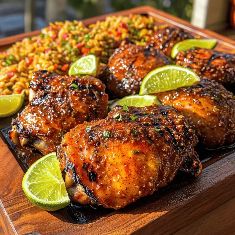 To make jerk chicken, you need a mix of bold flavors. The main jerk chicken ingredients are bone-in, skin-on chicken thighs. This cut stays juicy and tender when you cook it.