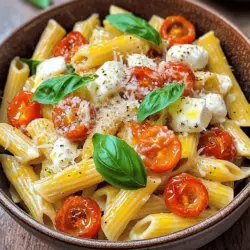 The cheese roasted tomato pasta recipe shines thanks to its simple yet bold ingredients. First, start with pasta. I love using penne or fusilli because they hold sauce well. You need about 300g of your chosen pasta.