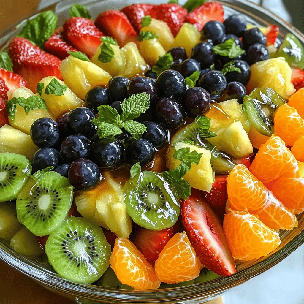 To make a great rainbow fruit salad, you need fresh, colorful fruits. The best fruits for salad include strawberries, blueberries, green grapes, pineapple, oranges, and kiwi. These fruits not only look pretty but also taste great together.