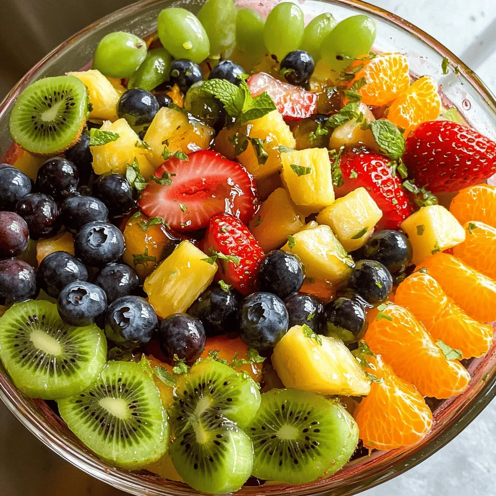 To make a great rainbow fruit salad, you need fresh, colorful fruits. The best fruits for salad include strawberries, blueberries, green grapes, pineapple, oranges, and kiwi. These fruits not only look pretty but also taste great together.