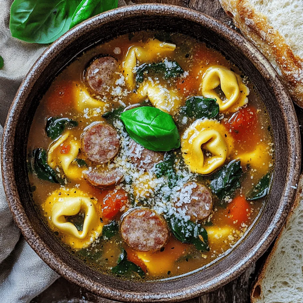 To make a great crockpot sausage tortellini soup, you need key ingredients. Each one adds a special touch.