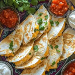 Crispy mini cheese quesadillas are small, golden treats filled with melted cheese. They are easy cheese quesadillas that pack a punch of flavor in every bite. Often made with corn tortillas, these quesadillas are quick to cook and fun to eat. You can serve them as snacks, appetizers, or even a light meal.