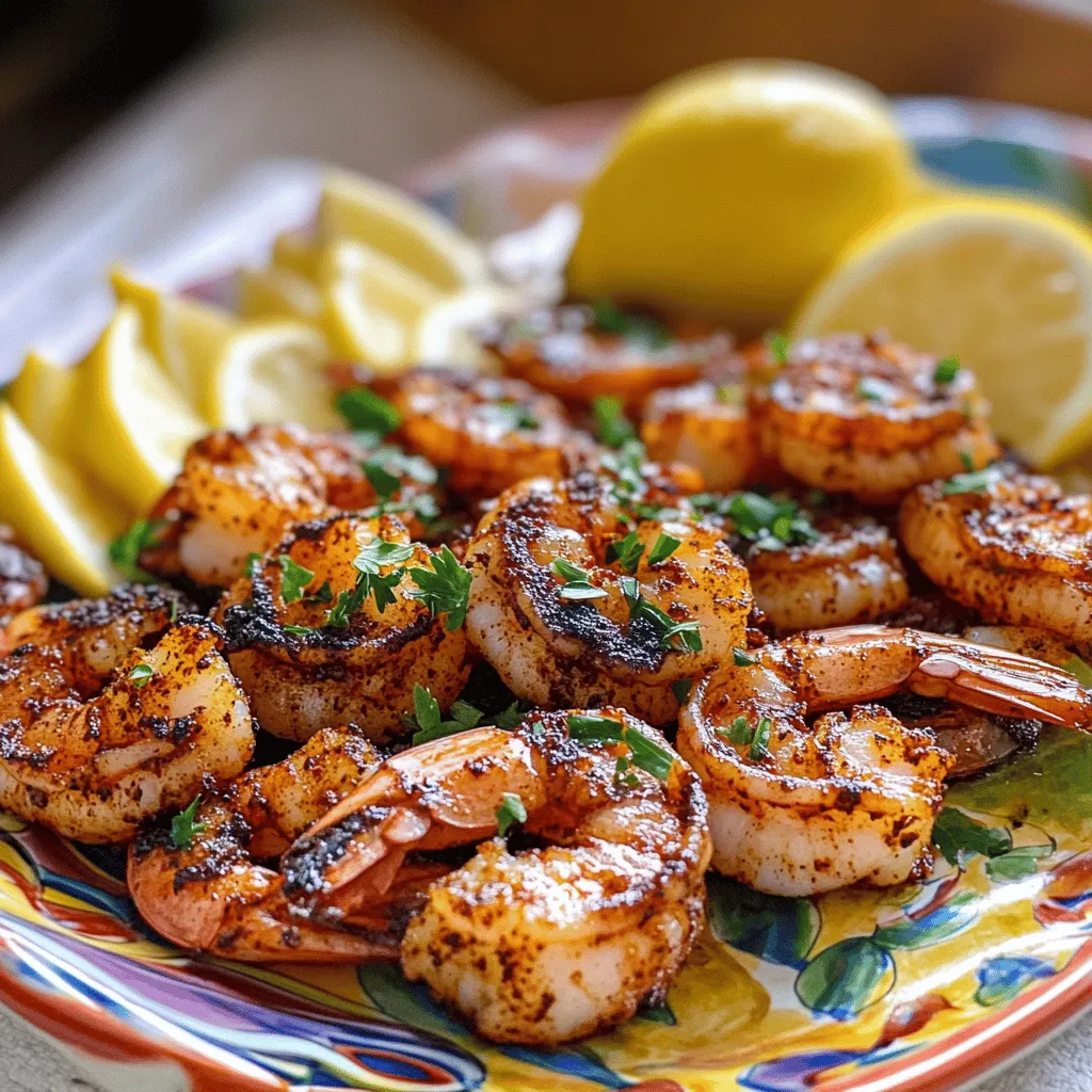 To make the best blackened shrimp recipe, you need fresh shrimp and spices. I always choose large shrimp, peeled and deveined. This size ensures they cook well and stay juicy. You can find them in most stores, fresh or frozen.