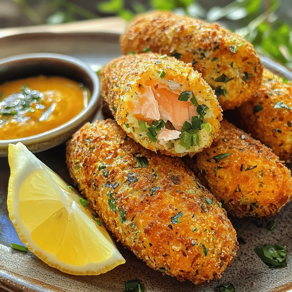 The key to great salmon croquettes lies in the ingredients. You need fresh salmon, breadcrumbs, and seasonings. I prefer using fresh salmon fillets for their rich flavor. You can also use canned salmon, but fresh is best.