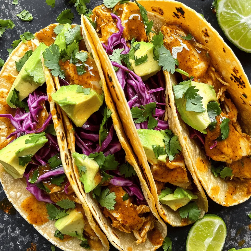 To make tasty chipotle chicken tacos, you need a few key ingredients. First, use 1 pound of boneless, skinless chicken thighs. They stay juicy and flavorful. Next, you’ll need 2 tablespoons of chipotle peppers in adobo sauce. These add a smoky, spicy kick.