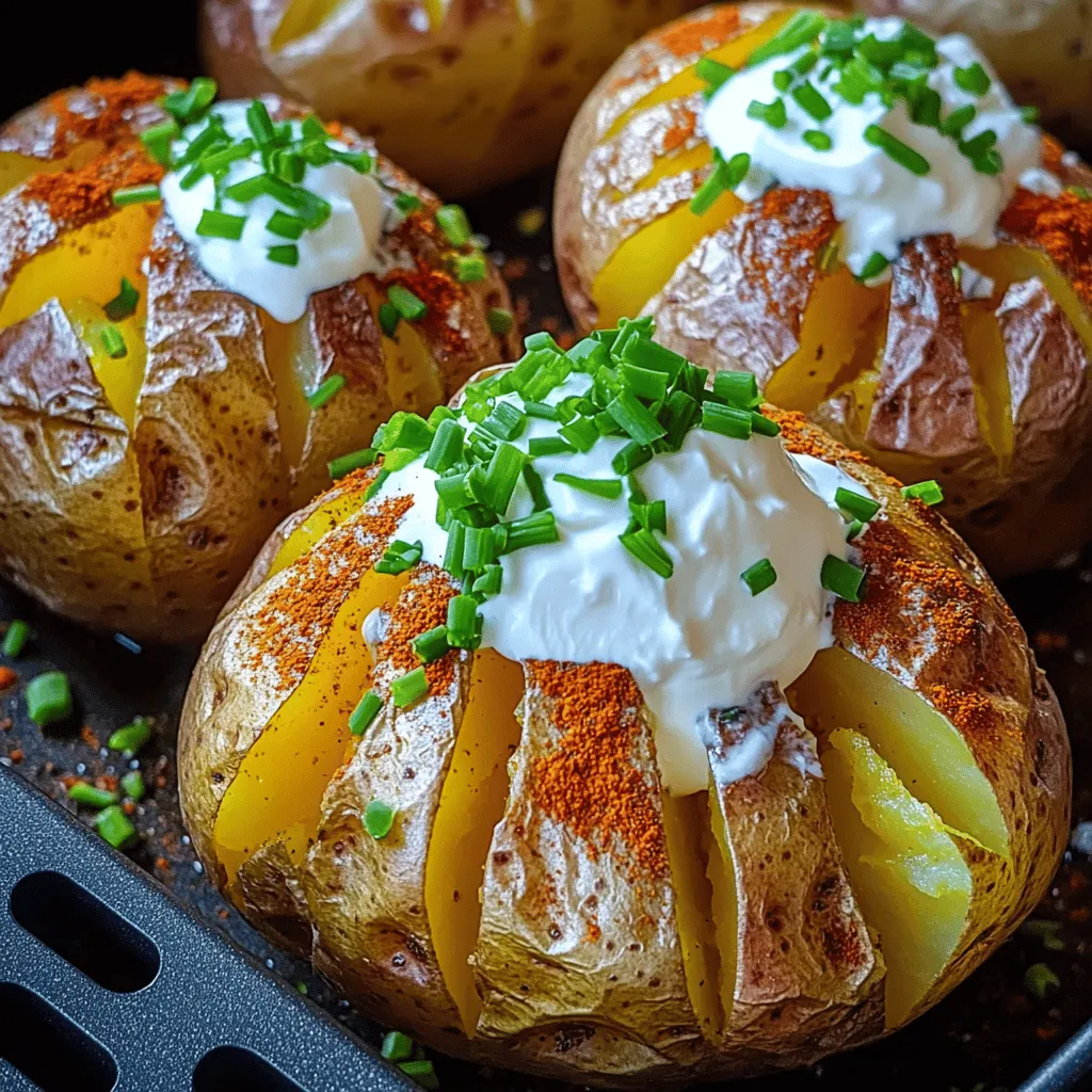 To make air fryer baked potatoes crispy, start with the right potatoes. I recommend using russet potatoes. They have a high starch content, which helps create that crispy skin we all love.