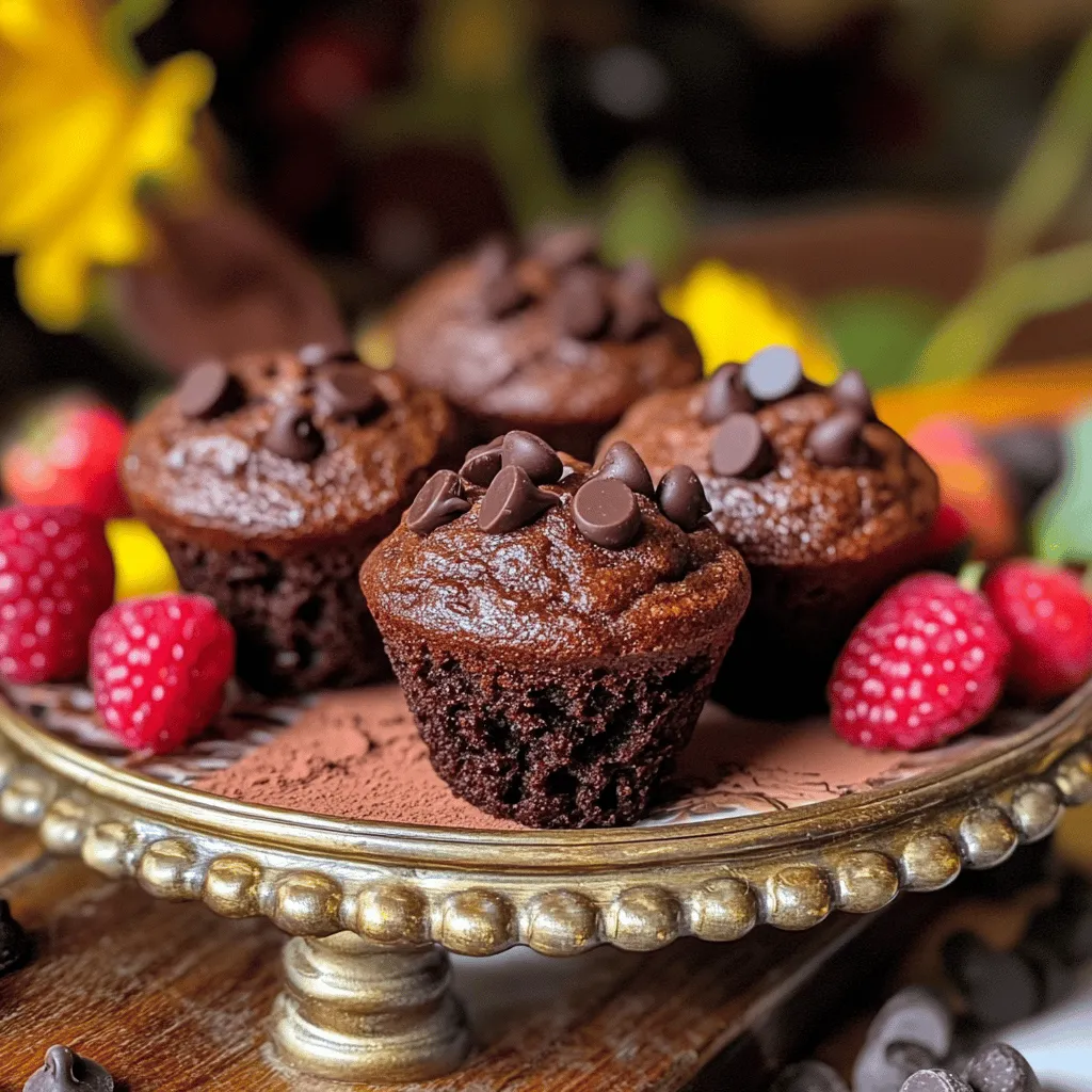 To make healthy chocolate mini muffins, you need simple, wholesome ingredients. The main star is whole wheat flour. It adds fiber and nutrients, making your muffins hearty. You’ll also need unsweetened cocoa powder for that rich chocolate taste. Baking powder and baking soda help the muffins rise. A bit of salt enhances the flavors. For sweetness, you can use honey or maple syrup. Unsweetened applesauce keeps the muffins moist and cuts down on fat. Two eggs provide structure and protein. Vanilla extract adds a lovely aroma. Lastly, non-fat Greek yogurt gives creaminess, and dark chocolate chips add a delightful finish. You can find the full recipe below.