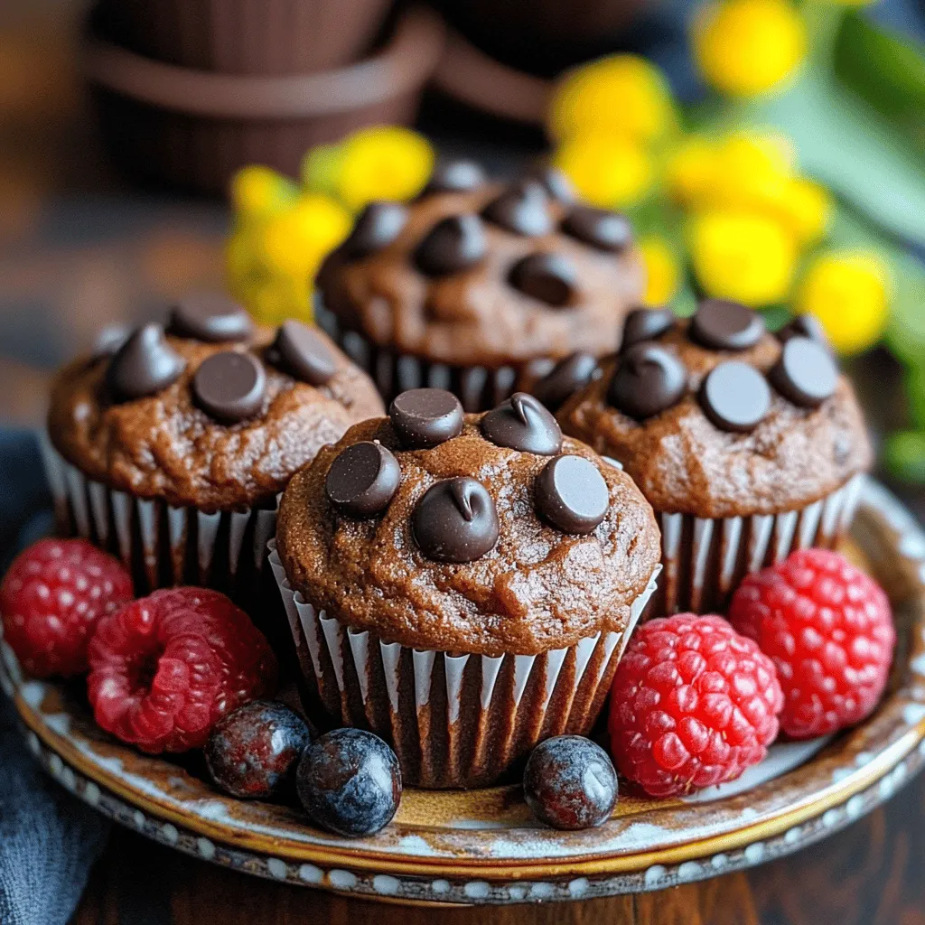 To make healthy chocolate mini muffins, you need simple, wholesome ingredients. The main star is whole wheat flour. It adds fiber and nutrients, making your muffins hearty. You’ll also need unsweetened cocoa powder for that rich chocolate taste. Baking powder and baking soda help the muffins rise. A bit of salt enhances the flavors. For sweetness, you can use honey or maple syrup. Unsweetened applesauce keeps the muffins moist and cuts down on fat. Two eggs provide structure and protein. Vanilla extract adds a lovely aroma. Lastly, non-fat Greek yogurt gives creaminess, and dark chocolate chips add a delightful finish. You can find the full recipe below.