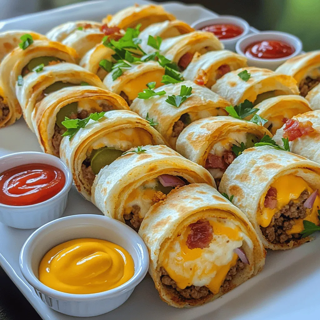 Ultimate Bacon Cheeseburger Tortilla Roll-ups are a fun twist on the classic burger. They bring together all the flavors we love in a burger but wrap them in a tortilla. This makes them easy to eat and perfect for gatherings. You can enjoy all the elements of a cheeseburger in a new way.