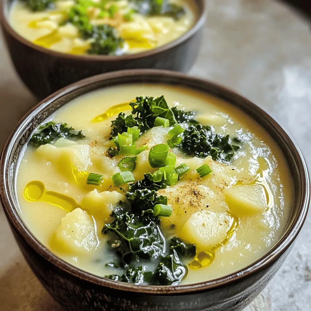 Colcannon soup brings warmth and comfort to any meal. The key ingredients for this dish include potatoes, kale, and green onions. These three staples create a rich and creamy base for the soup.