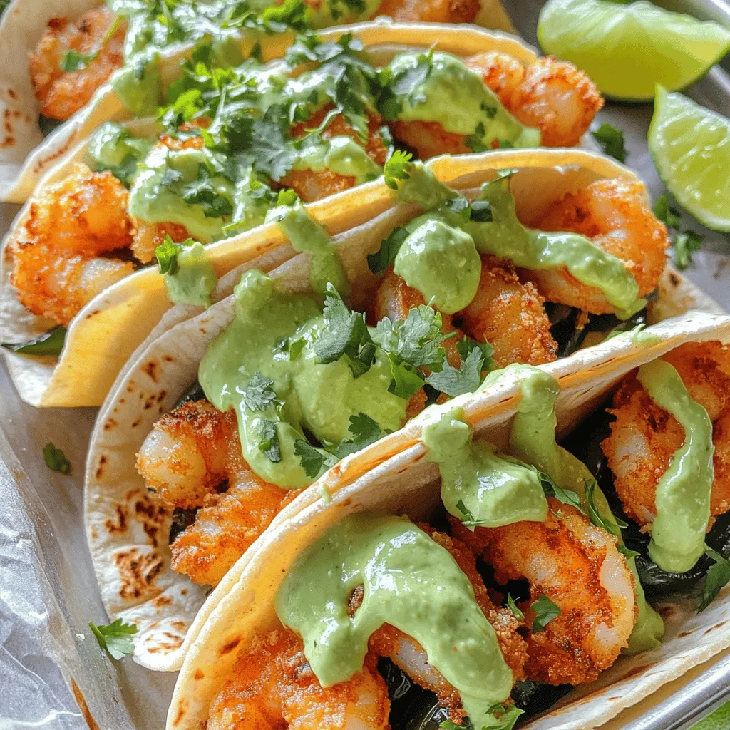 To make crispy shrimp tacos, you need fresh ingredients. Starting with shrimp, I recommend using large shrimp. They hold up well when cooked and have great flavor. You will need about one pound, peeled and deveined.