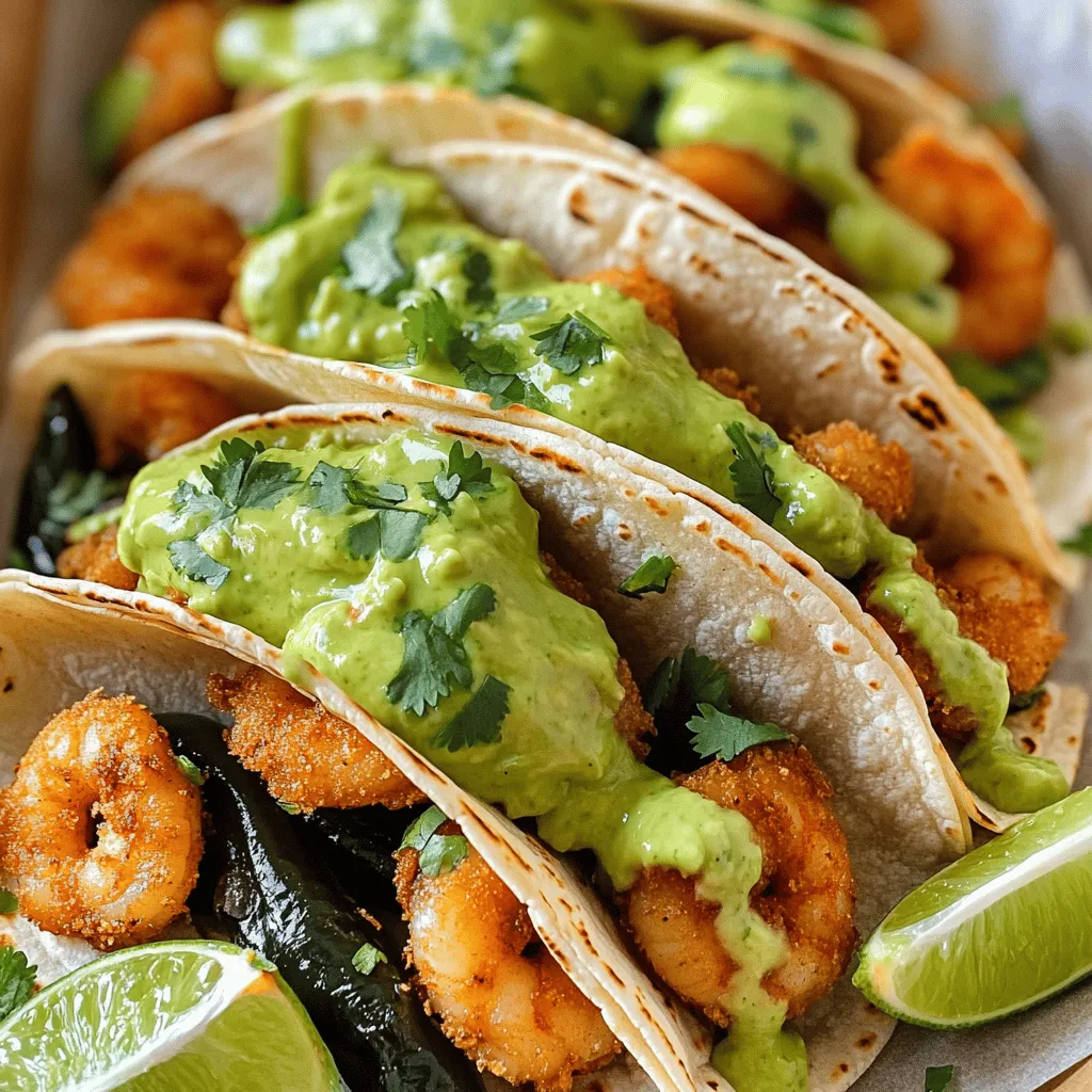 To make crispy shrimp tacos, you need fresh ingredients. Starting with shrimp, I recommend using large shrimp. They hold up well when cooked and have great flavor. You will need about one pound, peeled and deveined.