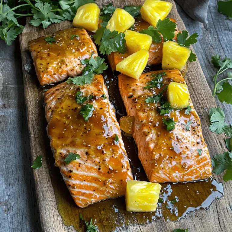 To make honey pineapple salmon, you need fresh, simple ingredients. The main stars are salmon fillets, honey, and fresh pineapple.