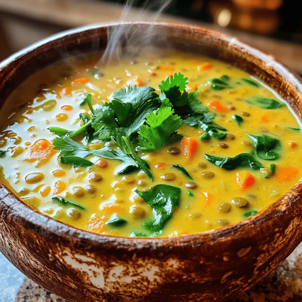 The creamy coconut curry lentil soup recipe shines through its key ingredients. Each one plays a crucial role in building flavor and texture.