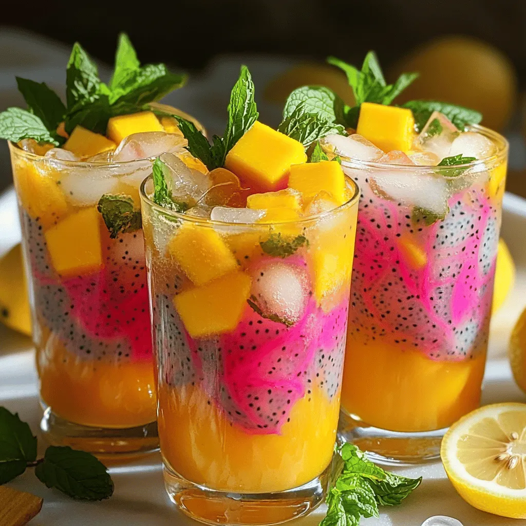 Making mango dragon fruit lemonade is simple and fun. This drink is perfect for hot days. Here are the key ingredients you need for this refreshing summer drink.