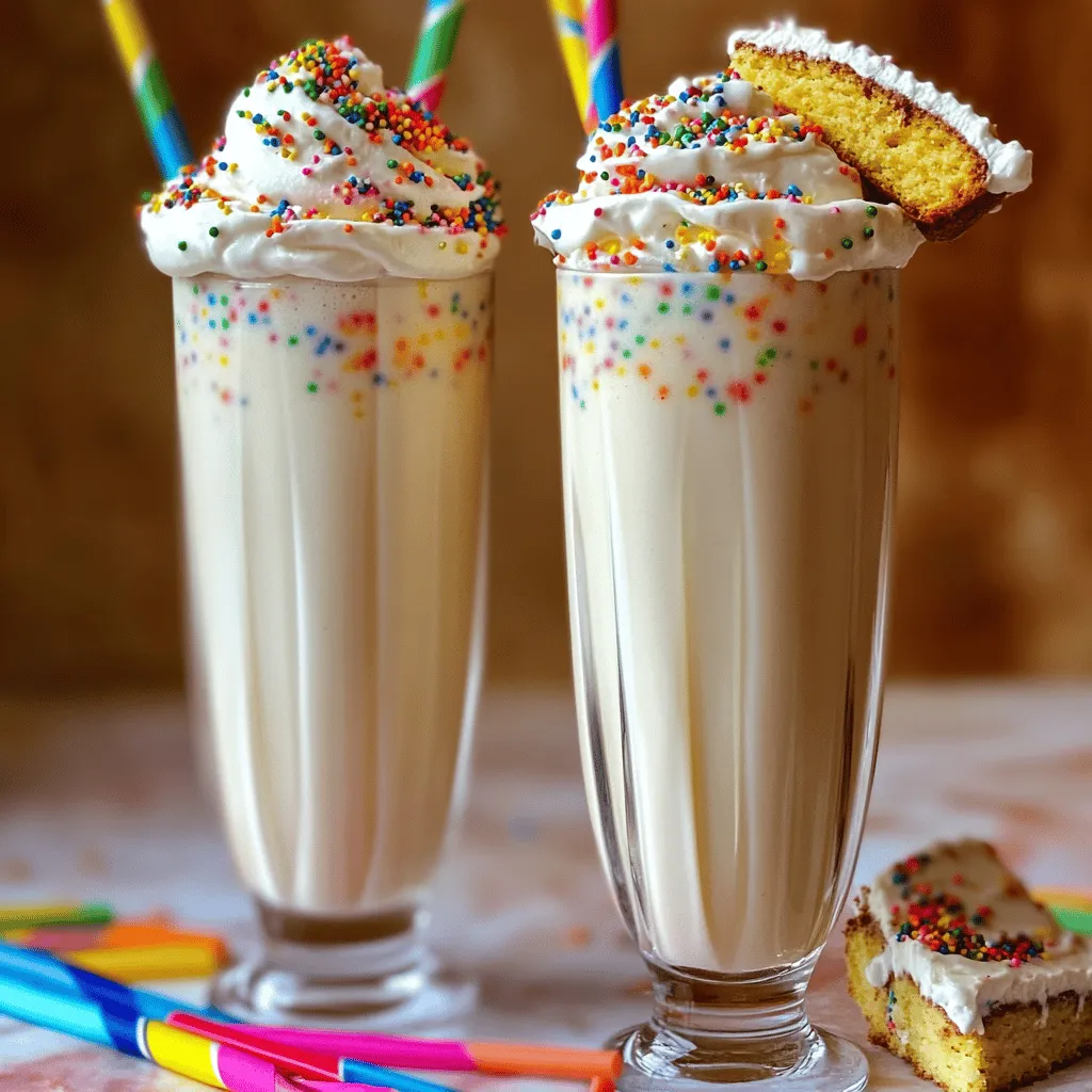 To create a delightful cake batter milkshake, you need a few key ingredients. The base is simple: ice cream, milk, and cake mix. Each plays an important role in the flavor and texture.