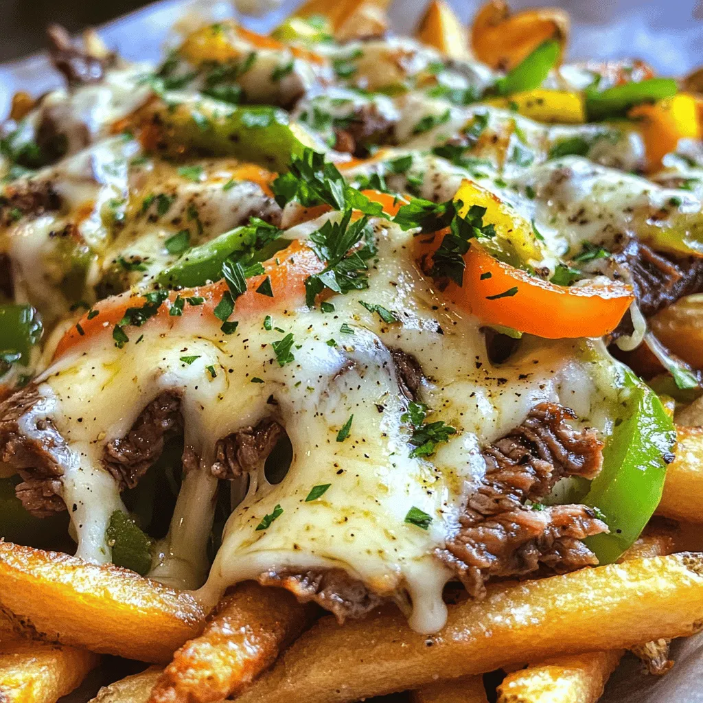 Philly Cheesesteak Fries are a fun twist on the classic Philly cheesesteak sandwich. They combine crispy fries with tender steak, melted cheese, and sautéed veggies. This dish brings bold flavors in every bite.