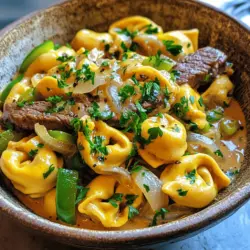 Savory Cheesesteak Tortellini in Creamy Provolone Sauce