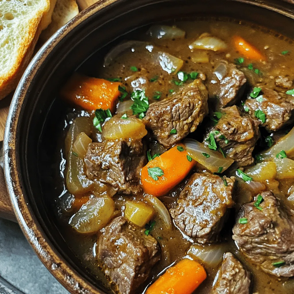 Beef Carbonnade Stew is rich and deep in flavor. The key to a great carbonnade is the beef. I prefer using beef chuck. This cut has a lot of fat and flavor. It becomes tender when cooked slowly. Other good options include brisket or round. These cuts hold up well during long cooking.