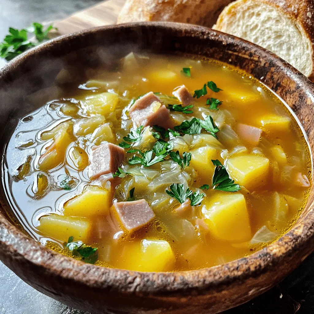 To make a rich ham bone soup, you need just a few key ingredients. The main star is the leftover ham bone. This will give your soup deep flavor. Add the meat clinging to the bone for extra taste.