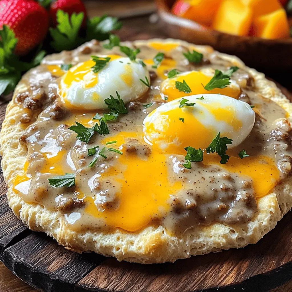 To make a great biscuits and sausage gravy breakfast pizza, you need a few key ingredients. First, let’s talk about the biscuit crust. You will need all-purpose flour, baking powder, salt, cold butter, and buttermilk. This mix creates a flaky and tender base.