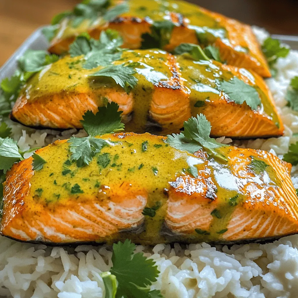 To make coconut curry salmon with garlic butter, you need a few key ingredients. First, get two salmon fillets, each about six ounces. These are the stars of the dish. Next, grab a can of coconut milk. This creamy base adds rich flavor.