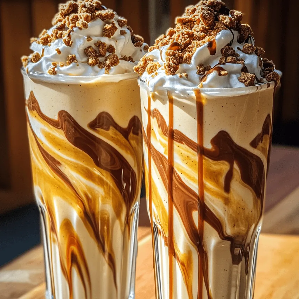 To make a creamy Biscoff cookie butter milkshake, you need some key ingredients. These ingredients come together to create a rich and tasty shake.