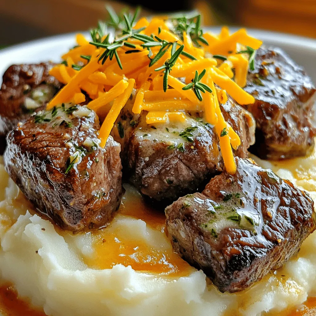 To make juicy steak bites in garlic and herb butter, you need a few key ingredients. Start with one pound of sirloin steak. Cut it into bite-sized pieces for even cooking. You’ll also need four tablespoons of unsalted butter for rich flavor. Fresh herbs make this dish shine, so have rosemary and thyme on hand. Use one tablespoon of each, chopped finely. For seasoning, grab salt and black pepper. These will enhance the taste of your steak.