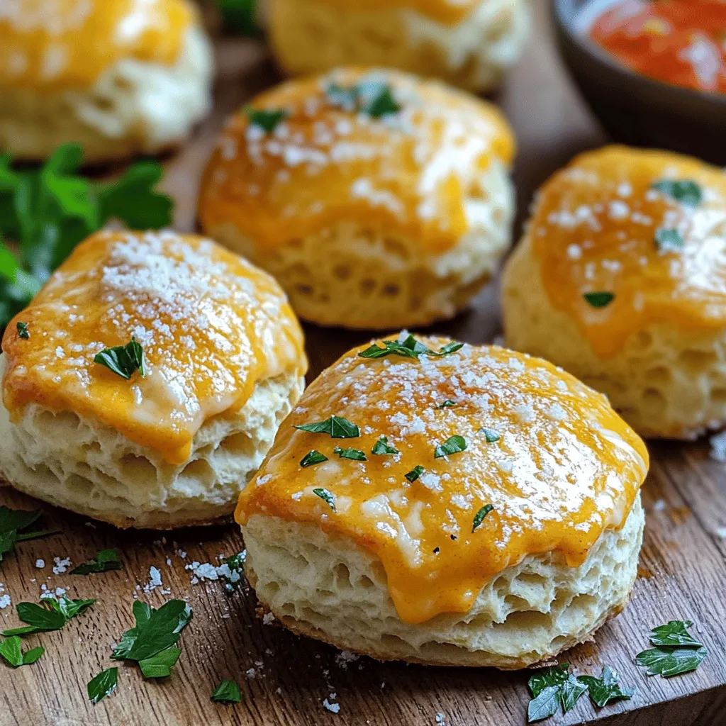 To make the best cheesy garlic biscuit bombs, gather all the right ingredients. Here are the main components for both the dough and the cheesy filling.