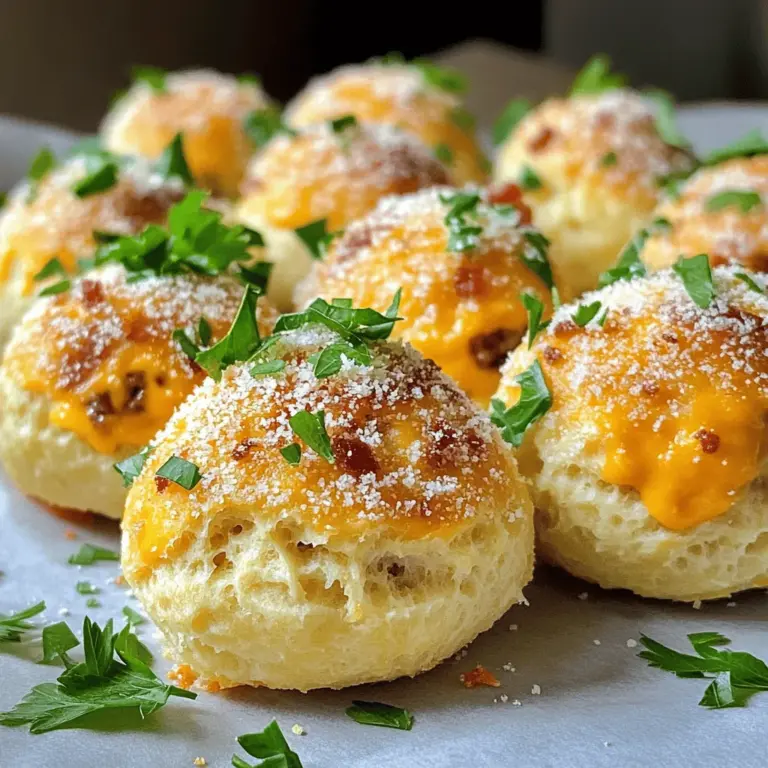 Garlic Parmesan Bacon Cheeseburger Bombs are a fun twist on a classic dish. They are tasty bites filled with juicy beef, gooey cheese, and crispy bacon. Each bomb packs a flavor punch. You can enjoy them as a snack or serve them at parties.