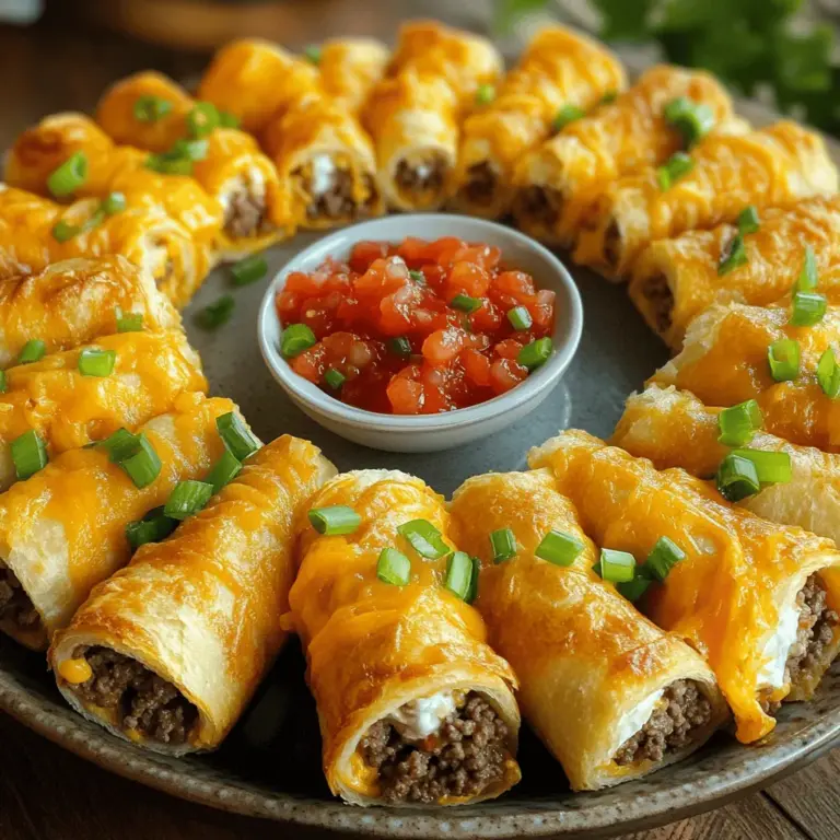 To make cheesy beefy roll-ups, you need a few simple ingredients. Here’s what you will need: