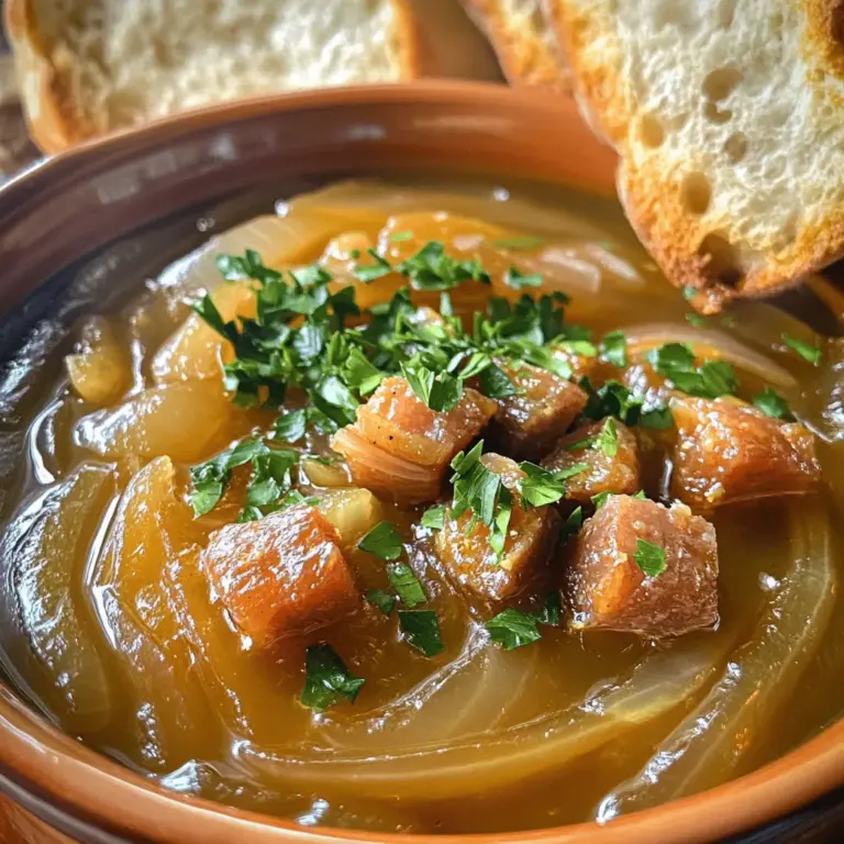 The key ingredients for this dish are simple yet powerful. You need three large yellow onions, sliced into thin rings. These onions become sweet and savory when cooked. Next, use one cup of non-alcoholic beer. This adds a rich flavor to the beer caramelized onions. If you prefer, beef broth works too.