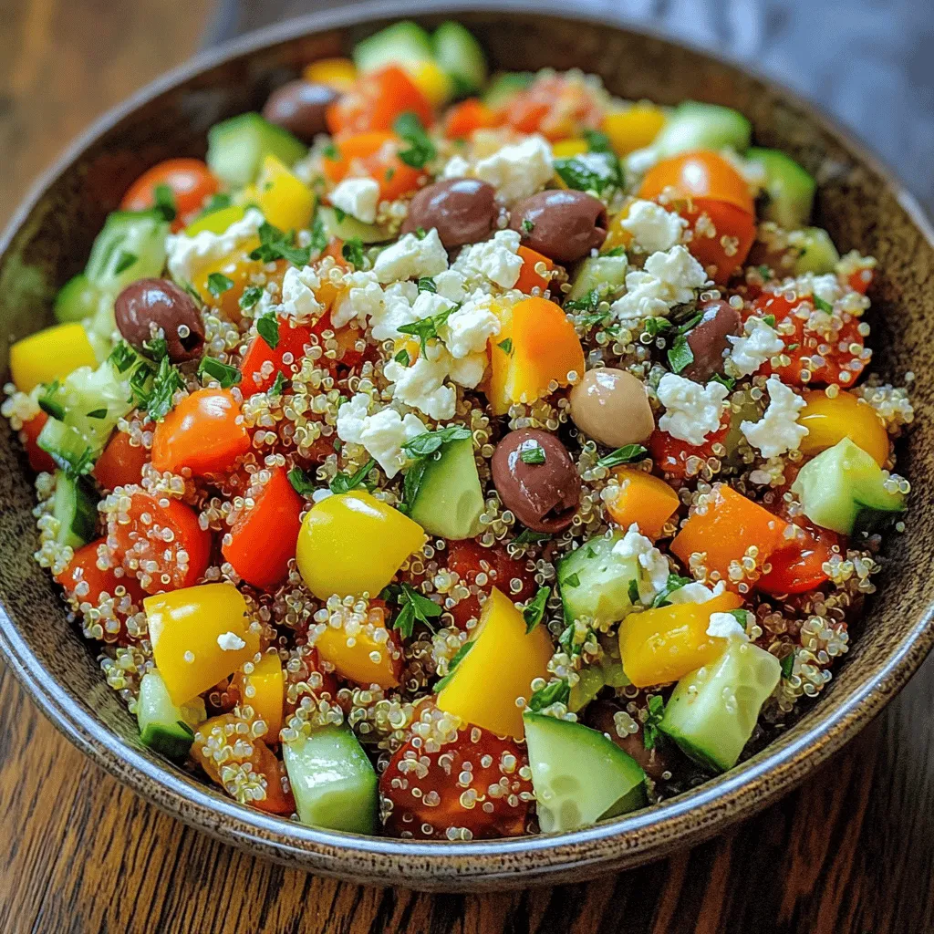The Greek Quinoa Chopped Salad is fresh, bright, and full of flavor. Each bite brings a taste of the Mediterranean.