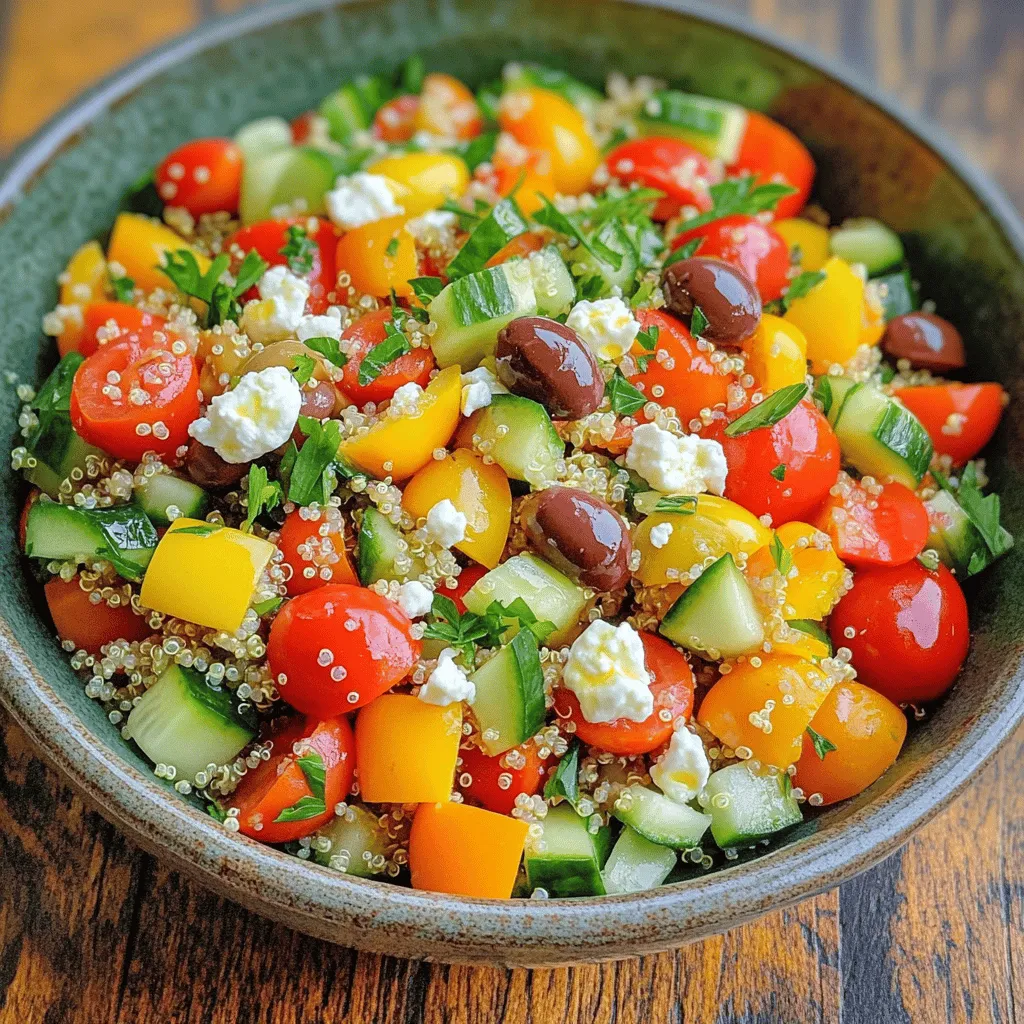 The Greek Quinoa Chopped Salad is fresh, bright, and full of flavor. Each bite brings a taste of the Mediterranean.