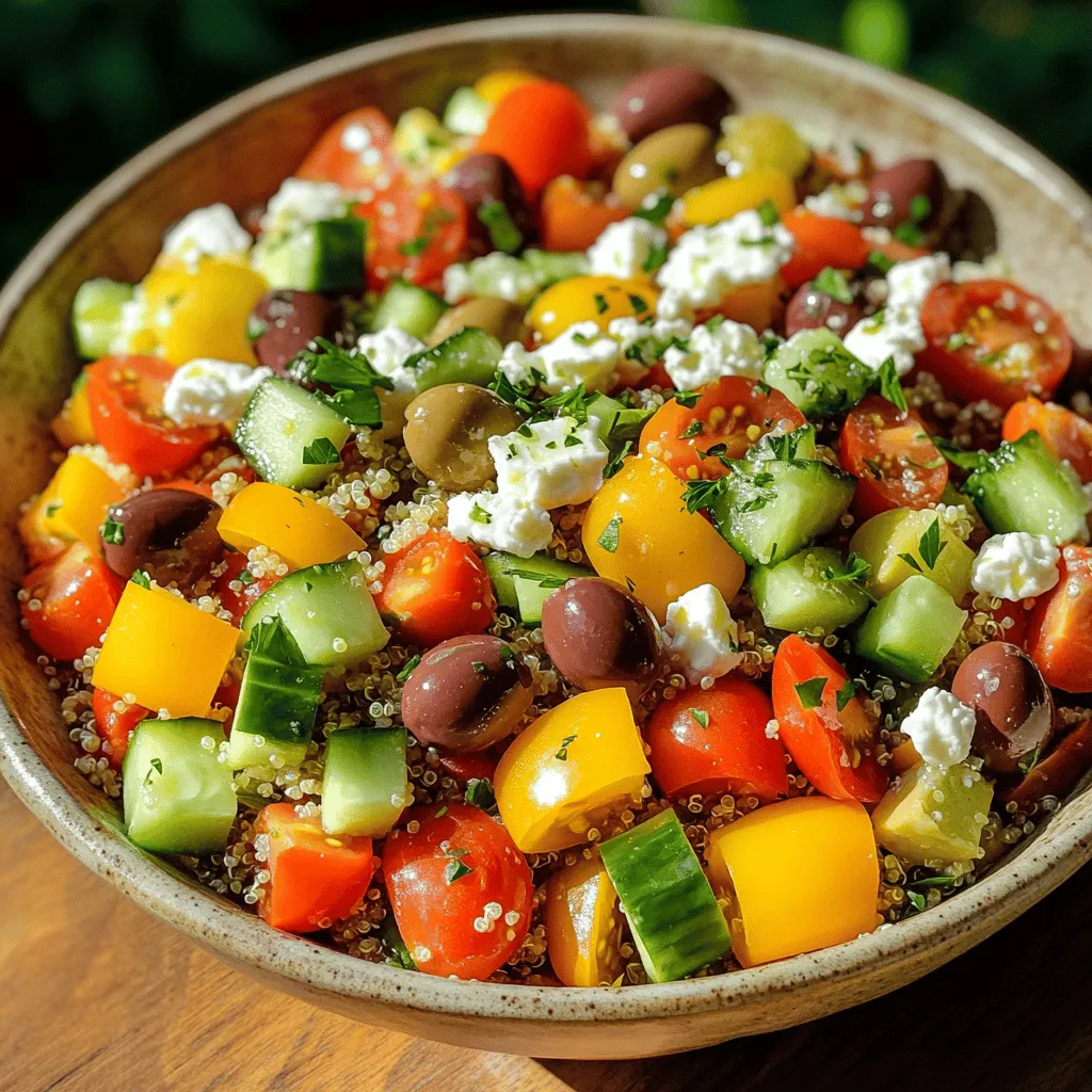 The Greek Quinoa Chopped Salad is fresh, bright, and full of flavor. Each bite brings a taste of the Mediterranean.
