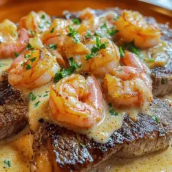 Steak with Creamy Cajun Shrimp Sauce Surf and Turf Delight