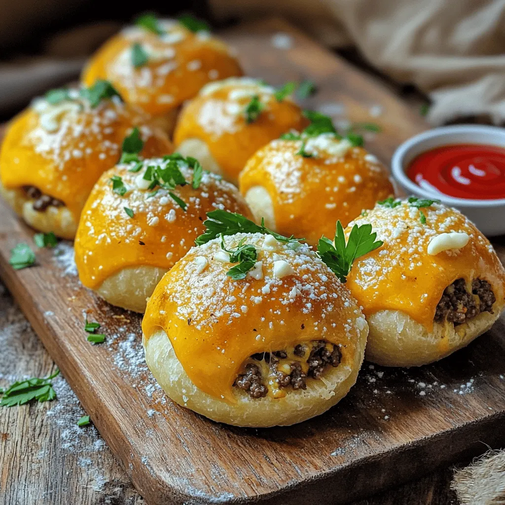 Garlic Parmesan cheeseburger bombs are tasty stuffed snacks. They combine juicy beef, rich cheese, and garlic flavors. I love making them for game nights or casual get-togethers. These easy finger foods are a hit with both kids and adults.