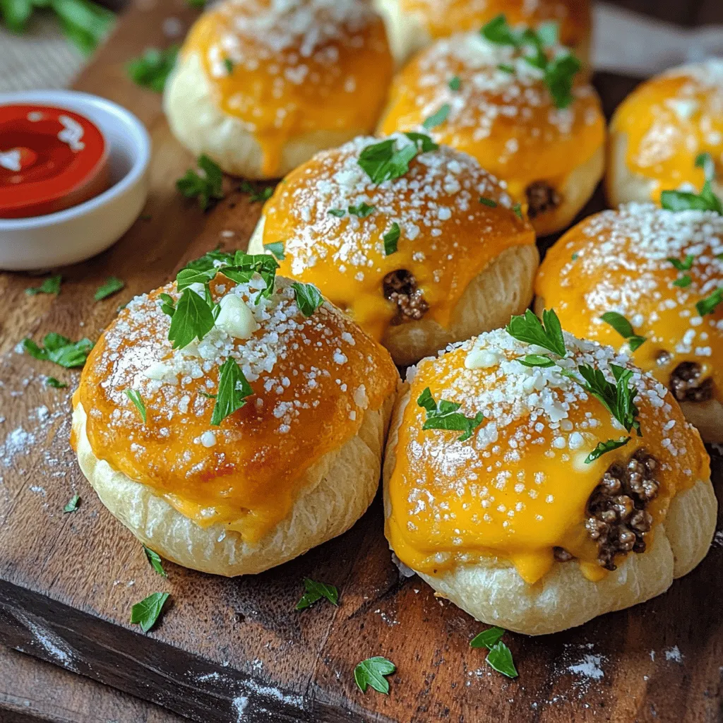 Garlic Parmesan cheeseburger bombs are tasty stuffed snacks. They combine juicy beef, rich cheese, and garlic flavors. I love making them for game nights or casual get-togethers. These easy finger foods are a hit with both kids and adults.