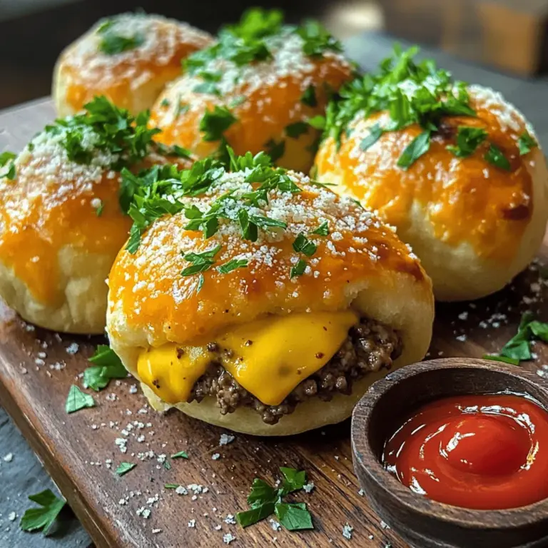 Garlic Parmesan cheeseburger bombs are tasty stuffed snacks. They combine juicy beef, rich cheese, and garlic flavors. I love making them for game nights or casual get-togethers. These easy finger foods are a hit with both kids and adults.