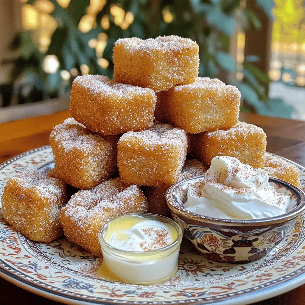 Angel food cake churro bites are a fun twist on the classic churro. They blend the lightness of angel food cake with the crispy texture of churros. This dessert gives you a taste of both worlds in every bite. You can enjoy them plain or with a sweet dip.